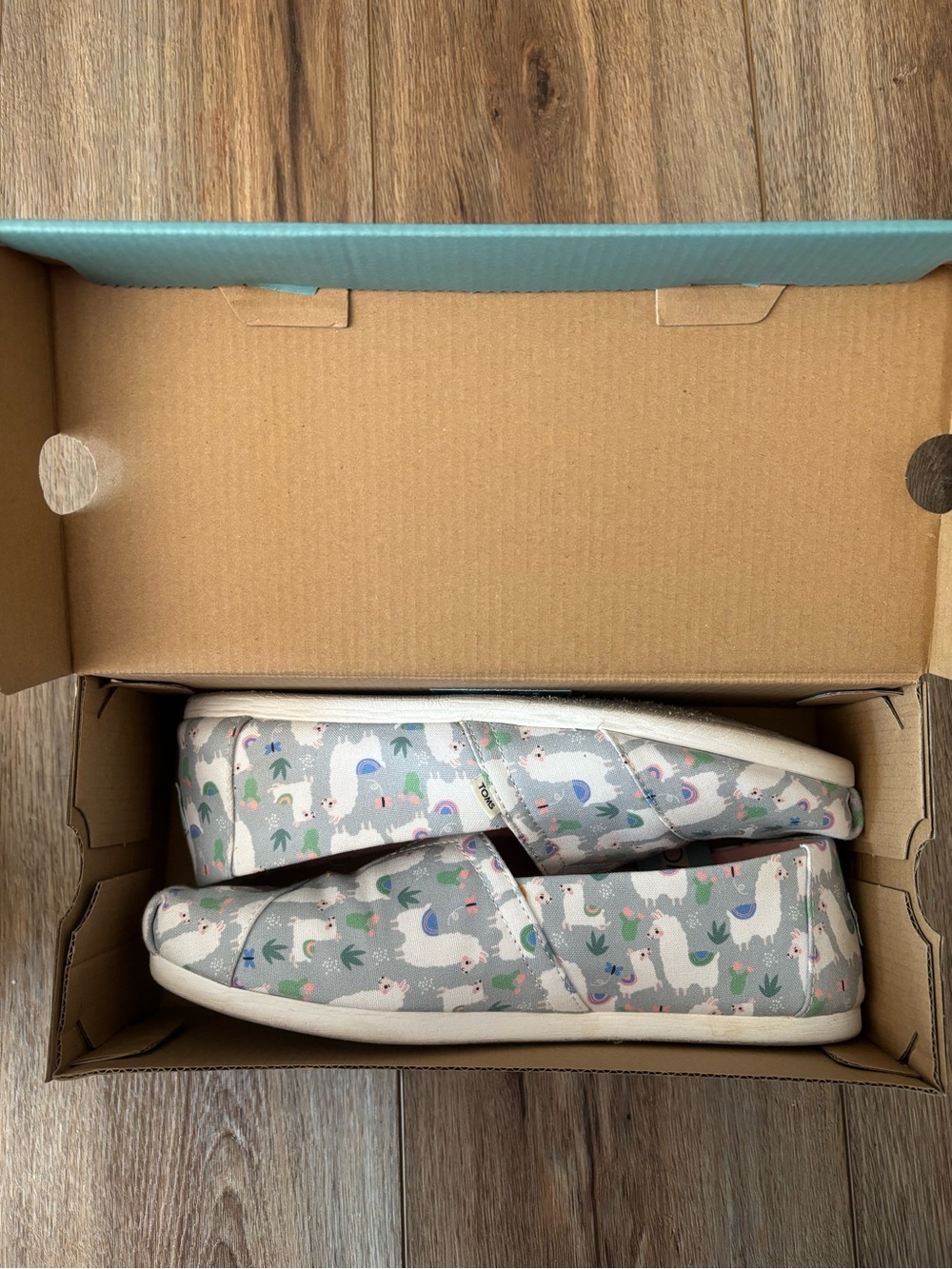 Toms Slip-Ons  in Light Gray with Llama Print